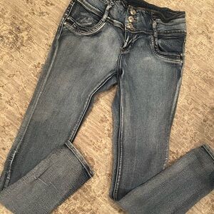 LA Bonita Womens Sz 11 Distressed Stretch Skinny Blue Jeans Chic Preppy Boho